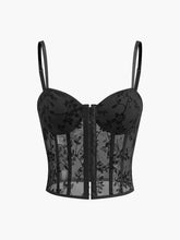 Floral Sheer Mesh Structured Corset