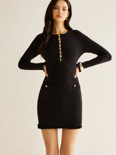 Cutout Lettuce Trim Sweater Dress