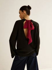 Oversized Open Back Tie Sweater