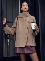 Pleated Button Scarf Jacket