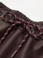 Drawstring Faux Leather Skirt