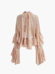 Turtleneck Ruffle Chiffon Shirt