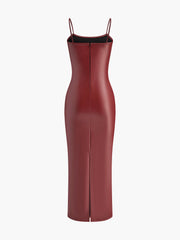 Faux Leather Slim Cami Dress