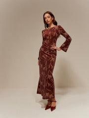 Backless Printed Velvet Slim Dress