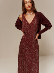 V-Neck Rhinestone Split Tank Dress