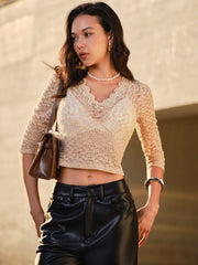 Lace Skinny Crop Blouse