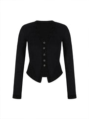 V-Neck Button Petite Blouse
