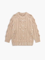 Rhinestone Pullover Twist Sweater