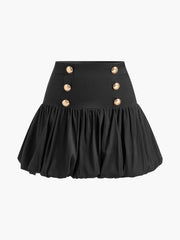 Bud Waist Pleated Panel Mini Skirt