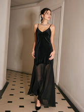 Semi-Sheer Chiffon-Hem Velvet Cami Dress