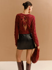Tie Back Twist Short Sweater