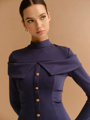 Mock Neck Metal-Detail Jersey Top