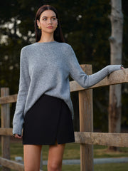 Round Neck Bow-Decor Sweater