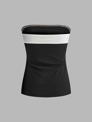 Color Block Split Tube Top