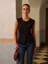 Round Neck Split Button Vest