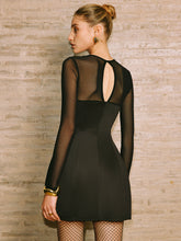 Semi-Sheer Backless Zipper Panel Short Dress