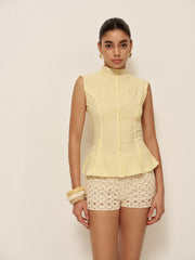 Semi-Sheer Textured Peplum Top