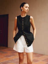 Cotton & Linen Button-Front Vest