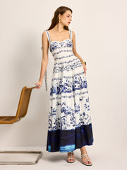 Floral Print Tie-Strap Tiered Dress