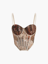 Semi-Sheer Floral Print Sweetheart Corset