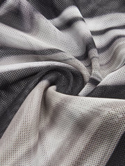 Semi-Sheer Geometric Printed Mesh Jersey Top