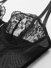 Semi-Sheer Floral Lace Corset Top