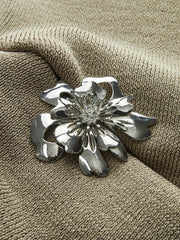 Asymmetric Neck Metal Detail Knit Top