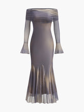 Semi-Sheer Off-Shoulder Bell Sleeves Dress