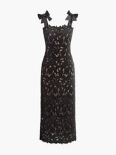 Floral Jacquard Bow Straps Dress