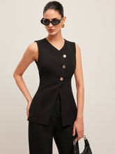 V-Neck Button Detail Vest