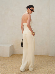 Elegant Mid-Waisted Wide-Leg Pants