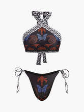 Boho Print Tie-Back Halter Bikini