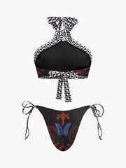 Boho Print Tie-Back Halter Bikini