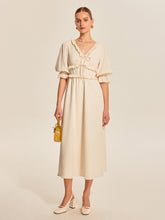Ruffle Trim Drawstring Dress