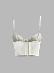 Floral Semi-Sheer Mesh Lace Crop Corset Top