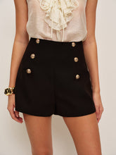 High-Waist Double-Breasted Button Shorts