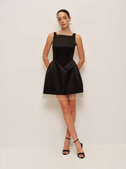 Beaded Fringe Satin V-Back Dress