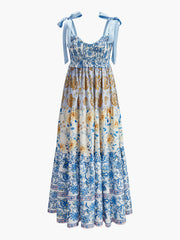 Floral Print Tie-Shoulder Dress