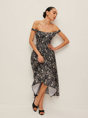 Off-Shoulder Floral Print Dress