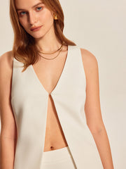 Split-Front V-Neck Skirt Set