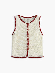 Button-Up Contrast Crochet Vest