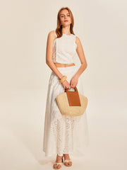 Eyelet Lace Crop Top Skirt Set