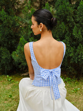 Checkerboard Bow Back Crop Top