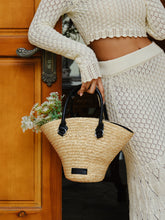 Leather Handles Straw Tote Bag