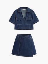 Denim Pocket Detail Shorts Set