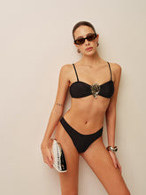 Metal Accent Tie-Front Bikini Set