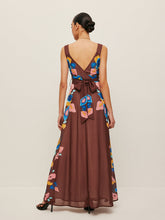 V-Back Bow Detail Printed Dress