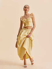 Ruffled Crop Top Skirt Set