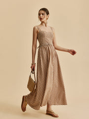 Gingham Belted Bustier Dress