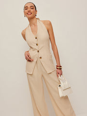 Halter Neck Bow-Tie Pants Set